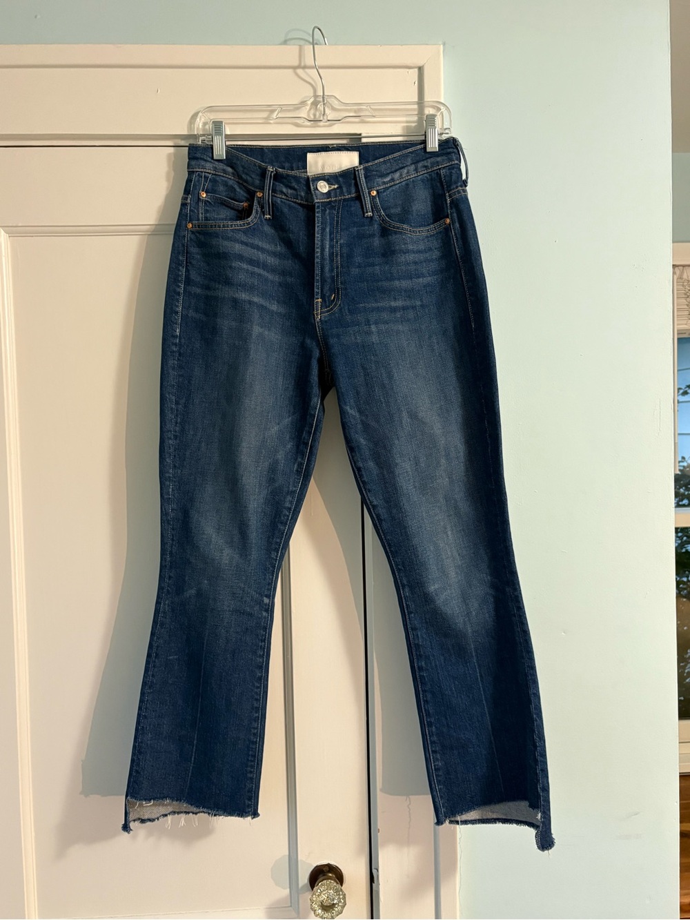MOTHER Superior The Insider Crop Step Fray Jeans Bad Reputation Raw Hem 29